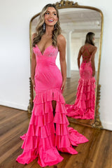 Luxurious Black Mermaid Lace Up Long Beaded Prom Dress with Slit