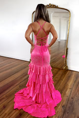 Luxurious Black Mermaid Lace Up Long Beaded Prom Dress with Slit