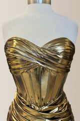 Newly Gold Sweetheart Bodycon Short Metallic Homecoming Dress