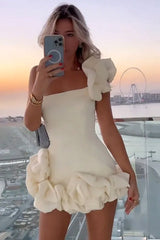 Stylish Bodycon One Shoulder Mini Graduation Dress with Ruffles