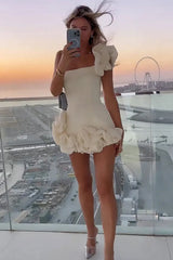 Stylish Bodycon One Shoulder Mini Graduation Dress with Ruffles