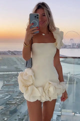 Stylish Bodycon One Shoulder Mini Graduation Dress with Ruffles