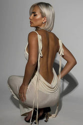 Sexy Mermaid Backless Long Party Dress with Tie Spaghetti Straps