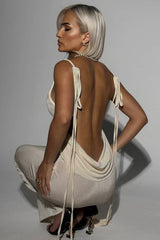 Sexy Mermaid Backless Long Party Dress with Tie Spaghetti Straps