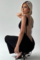 Sexy Mermaid Backless Long Party Dress with Tie Spaghetti Straps