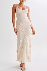 Stunning Mermaid Spaghetti Straps Lace Up Long Party Dress with 3D Flowers