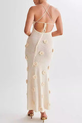 Stunning Mermaid Spaghetti Straps Lace Up Long Party Dress with 3D Flowers