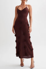 Stunning Mermaid Spaghetti Straps Lace Up Long Party Dress with 3D Flowers