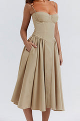 Vintage Tea Length Spaghetti Straps A-Line Graduation Party Dress