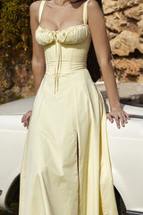 Stunning Tea Length Square Neck A-Line Graduation Party Dress with Slit