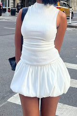 Cute A-Line Sleeveless Keyhole Back White Mini Graduation Dress
