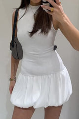 Cute A-Line Sleeveless Keyhole Back White Mini Graduation Dress