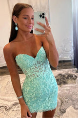 Chic Bodycon Sweetheart Lace Up Tulle Homecoming Dress with Appliques