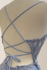 Stunning A-Line Spaghetti Straps Lace Up Long Tulle Prom Dress with Appliques