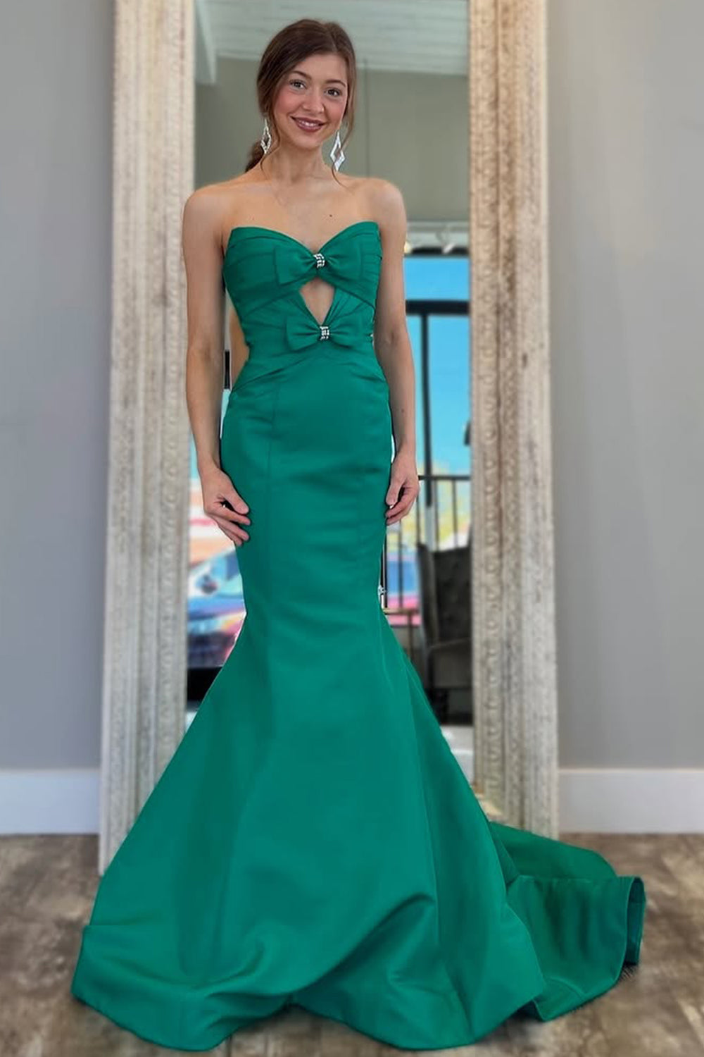 Stylish Royal Blue Mermaid Sweetheart Long Satin Prom Dress With Bow-knot