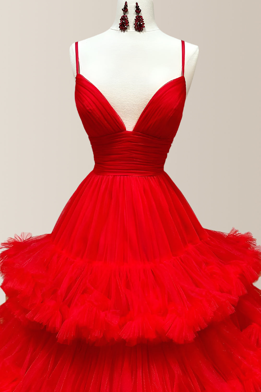 Black Stunning A-Line Spaghetti Straps Long Layered Tulle Prom Dress