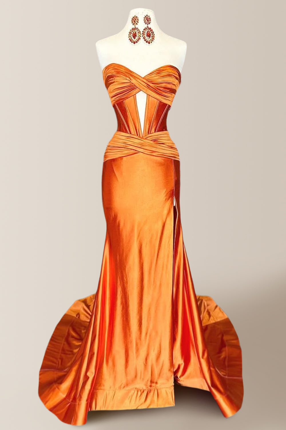 Chic Mermaid Sweetheart Long Satin Prom Dress with Slit