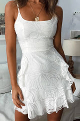 Spaghetti Straps Short Mini Little White Graduation Dress