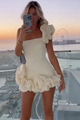 Stylish Bodycon One Shoulder Mini Graduation Dress with Ruffles
