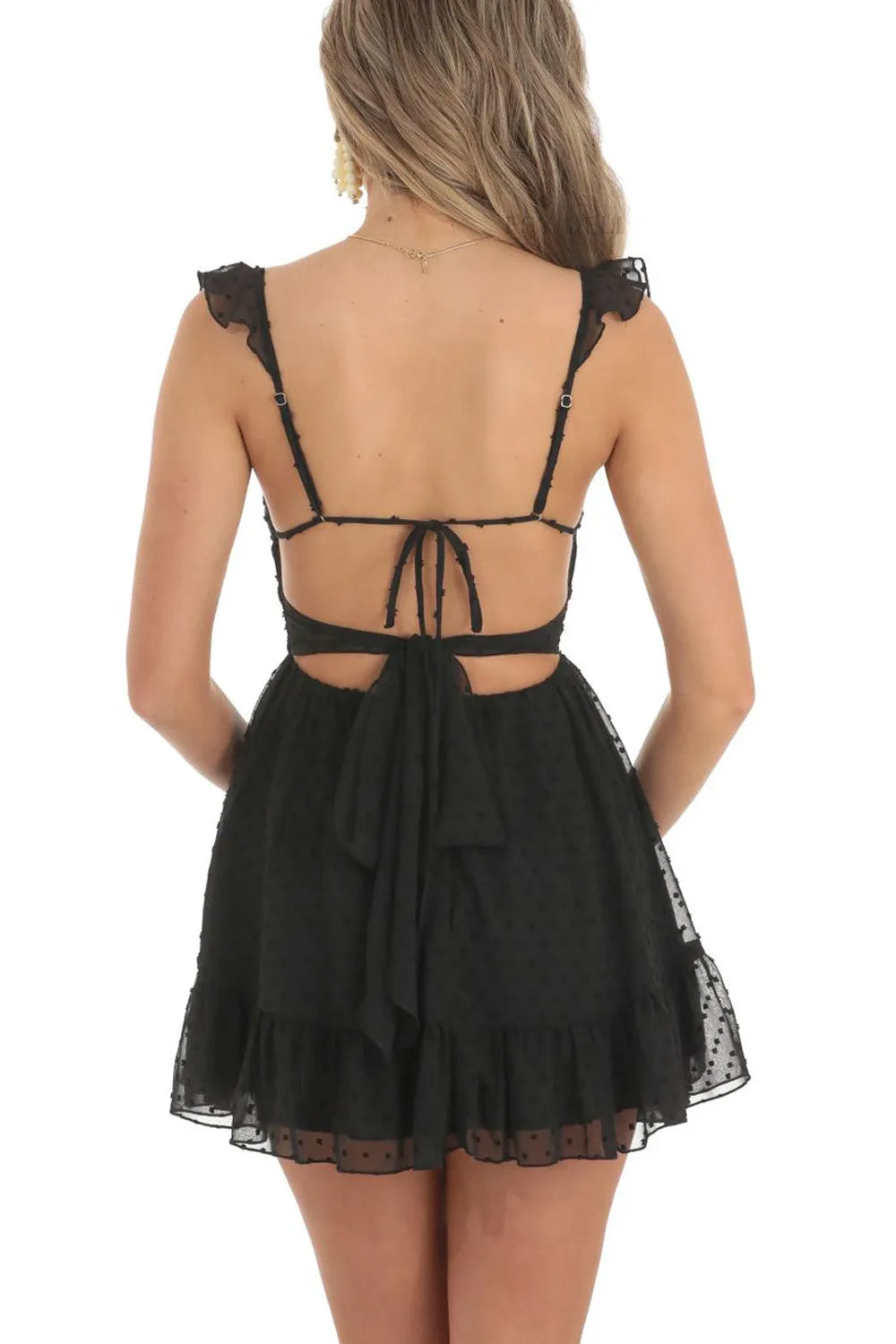 Cute A-Line Square Neck Tie Back Little White Graduation Dress