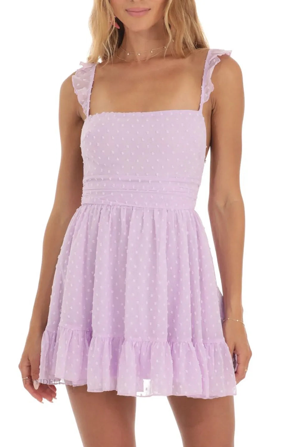Cute A-Line Square Neck Tie Back Little White Graduation Dress