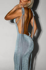 Sexy Mermaid Backless Long Party Dress with Tie Spaghetti Straps
