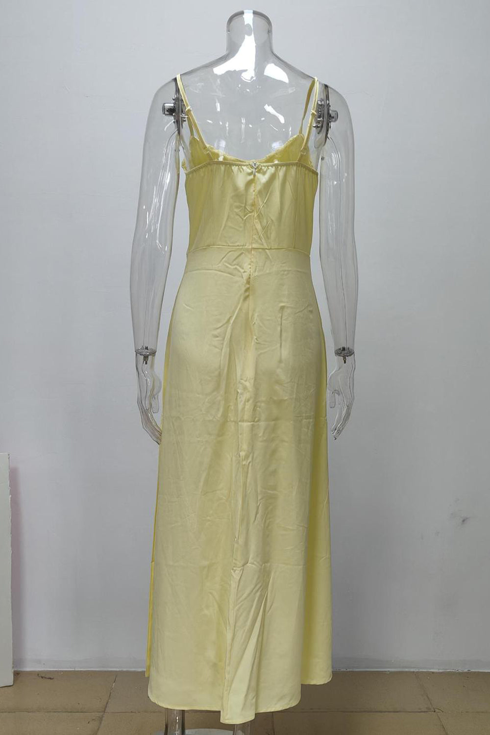 White Elegant Spaghetti Straps Zipper Back Tea Length Graduation Dress