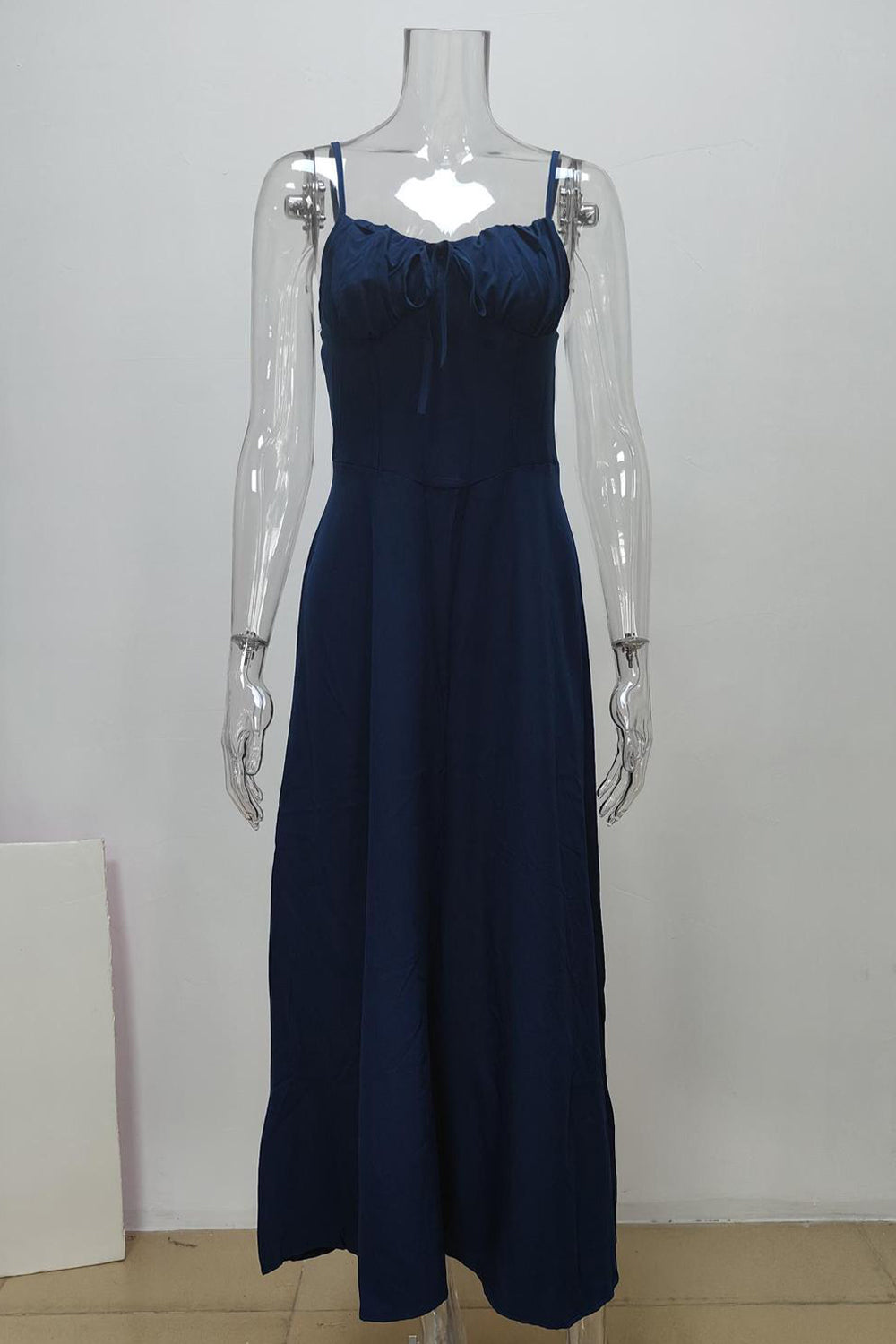 White Elegant Spaghetti Straps Zipper Back Tea Length Graduation Dress