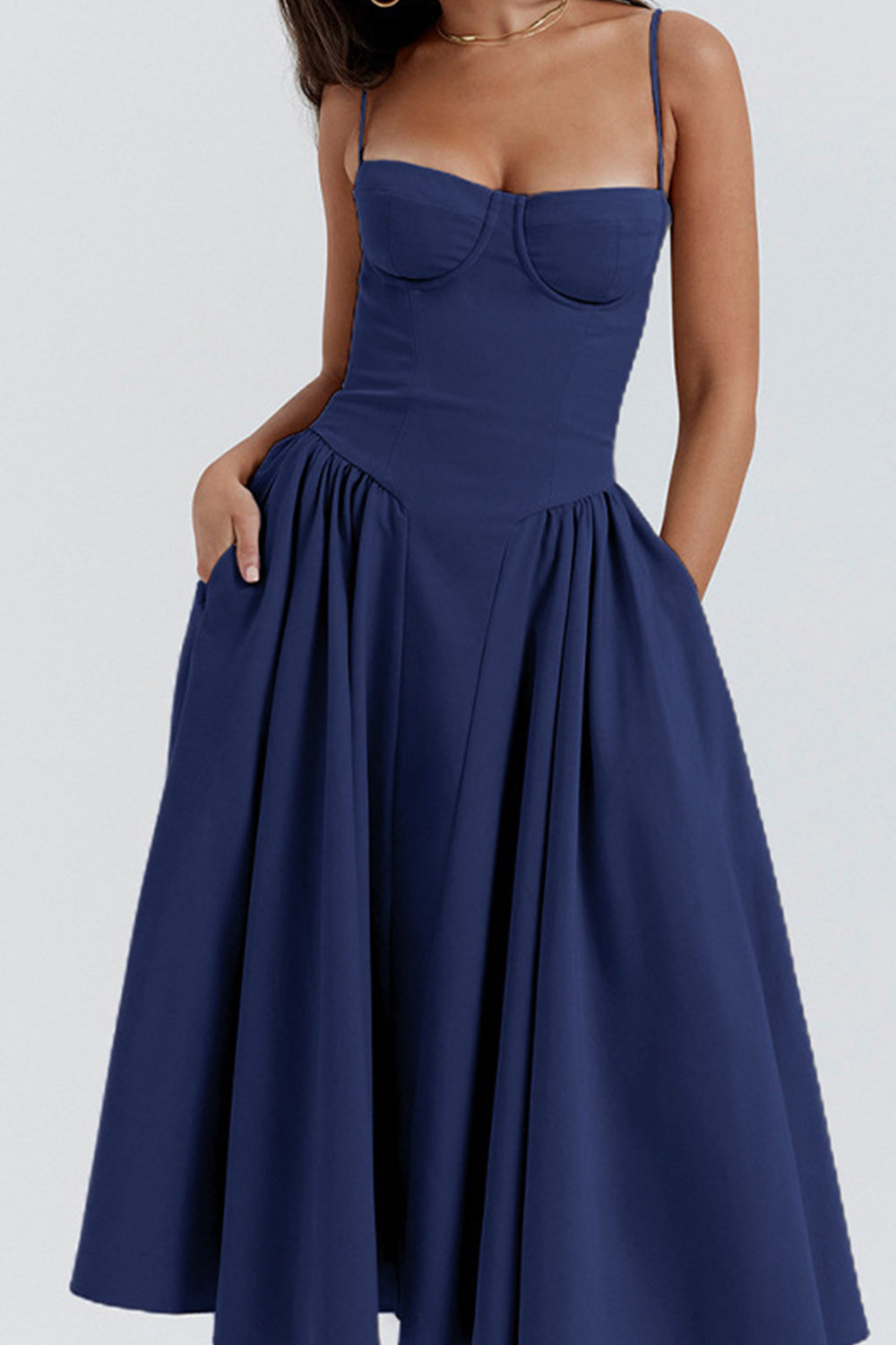 Vintage Tea Length Spaghetti Straps A-Line Graduation Party Dress