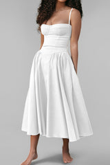 Vintage Tea Length Spaghetti Straps A-Line Graduation Party Dress