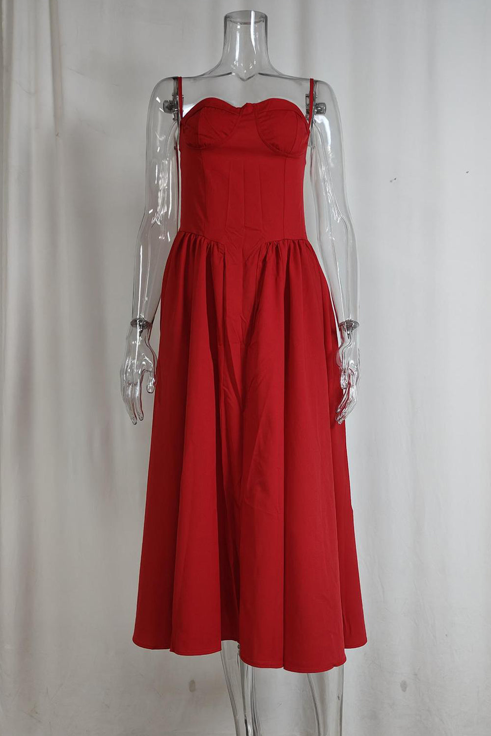 Vintage Tea Length Spaghetti Straps A-Line Graduation Party Dress