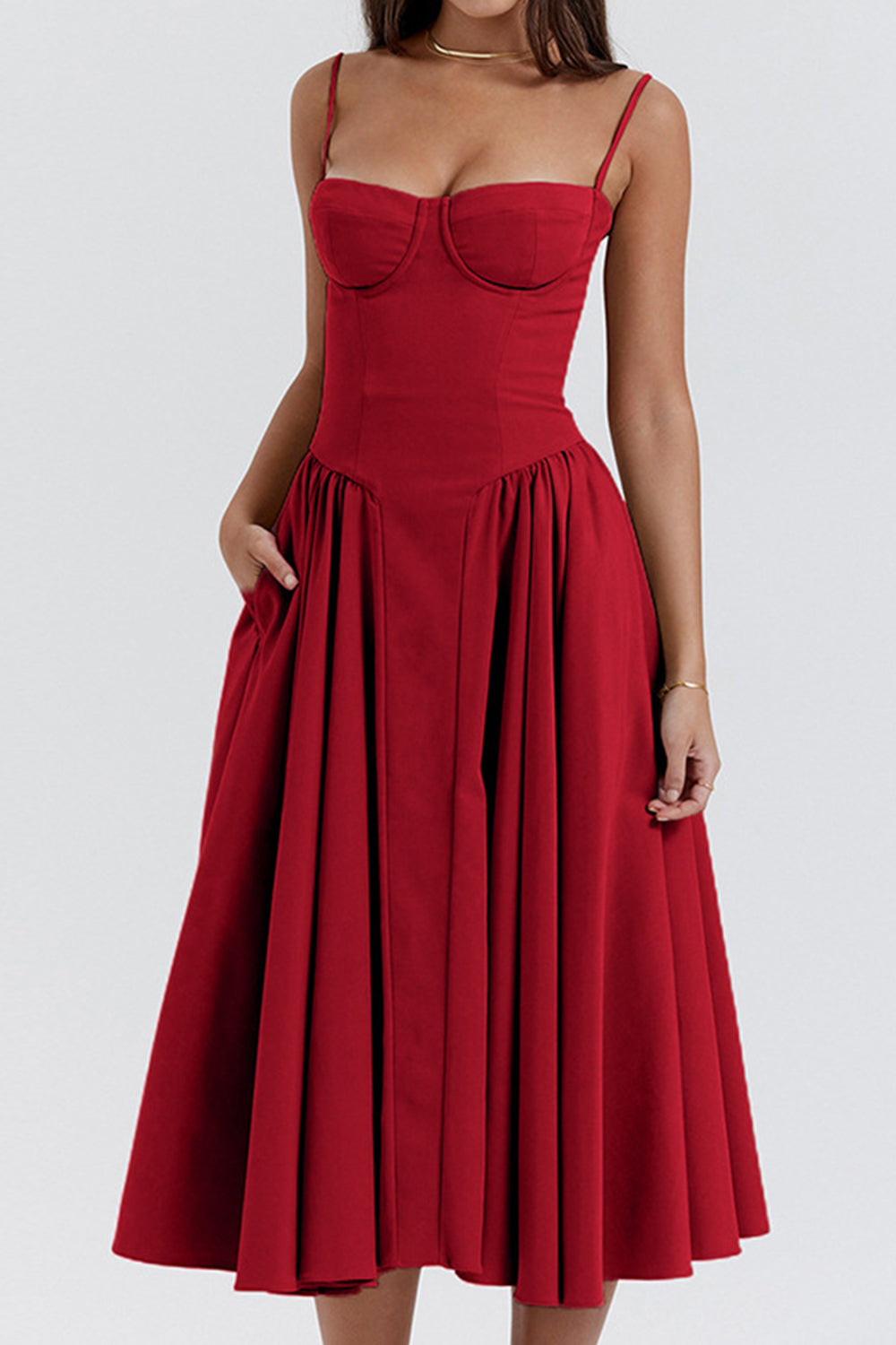 Vintage Tea Length Spaghetti Straps A-Line Graduation Party Dress