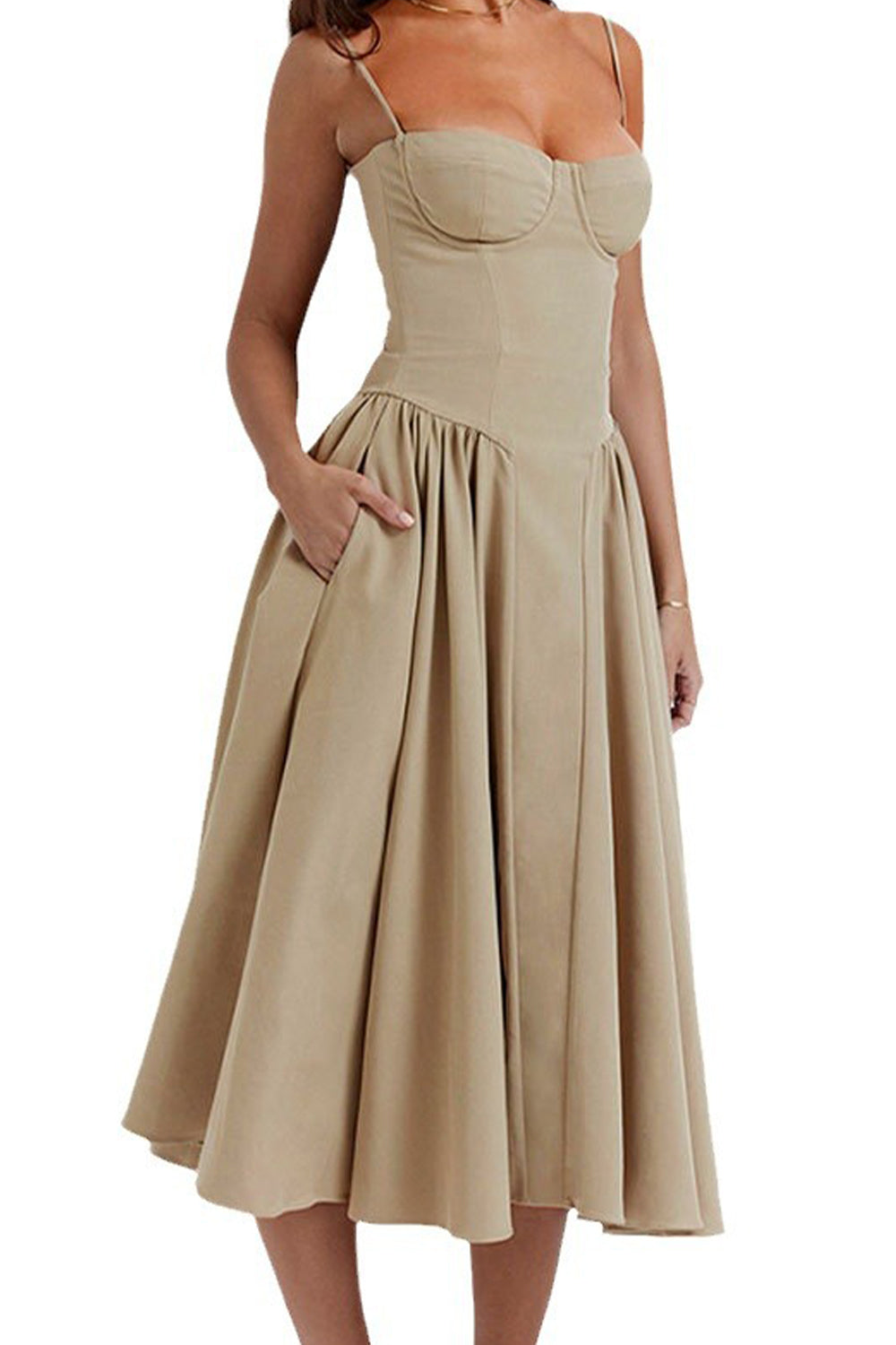 Vintage Tea Length Spaghetti Straps A-Line Graduation Party Dress