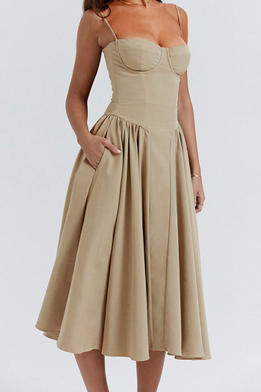 Vintage Tea Length Spaghetti Straps A-Line Graduation Party Dress