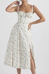Stunning Tea Length Square Neck A-Line Graduation Party Dress with Slit