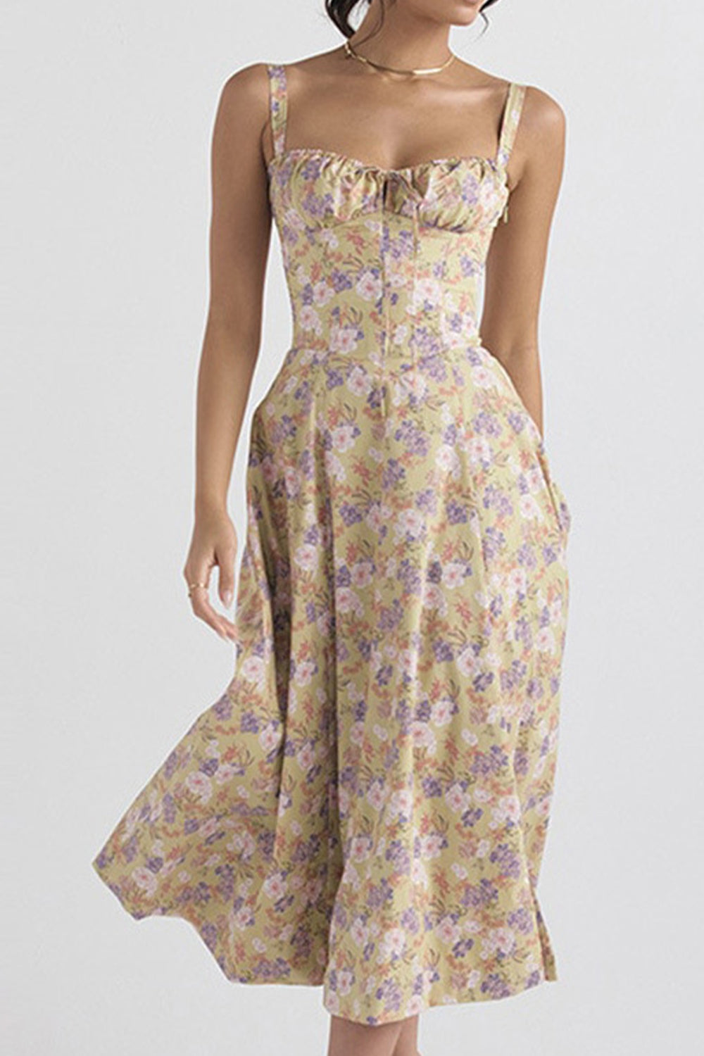 Stunning Tea Length Square Neck A-Line Graduation Party Dress with Slit