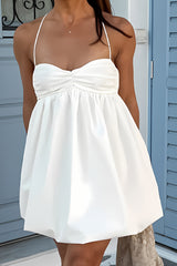 Short Mini A-Line Spaghetti Straps Little white Graduation Dress