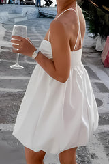 Short Mini A-Line Spaghetti Straps Little white Graduation Dress