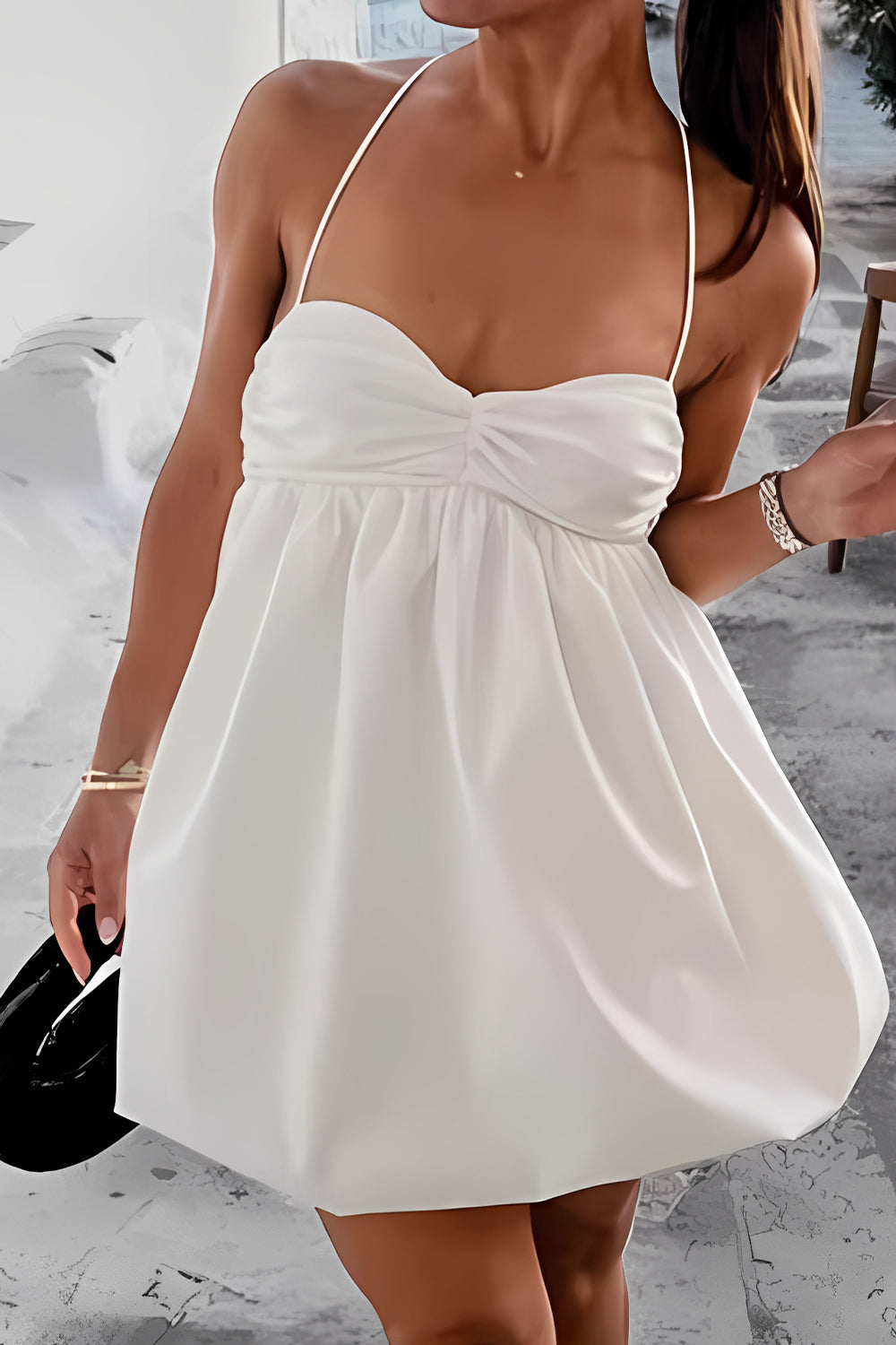 Short Mini A-Line Spaghetti Straps Little white Graduation Dress