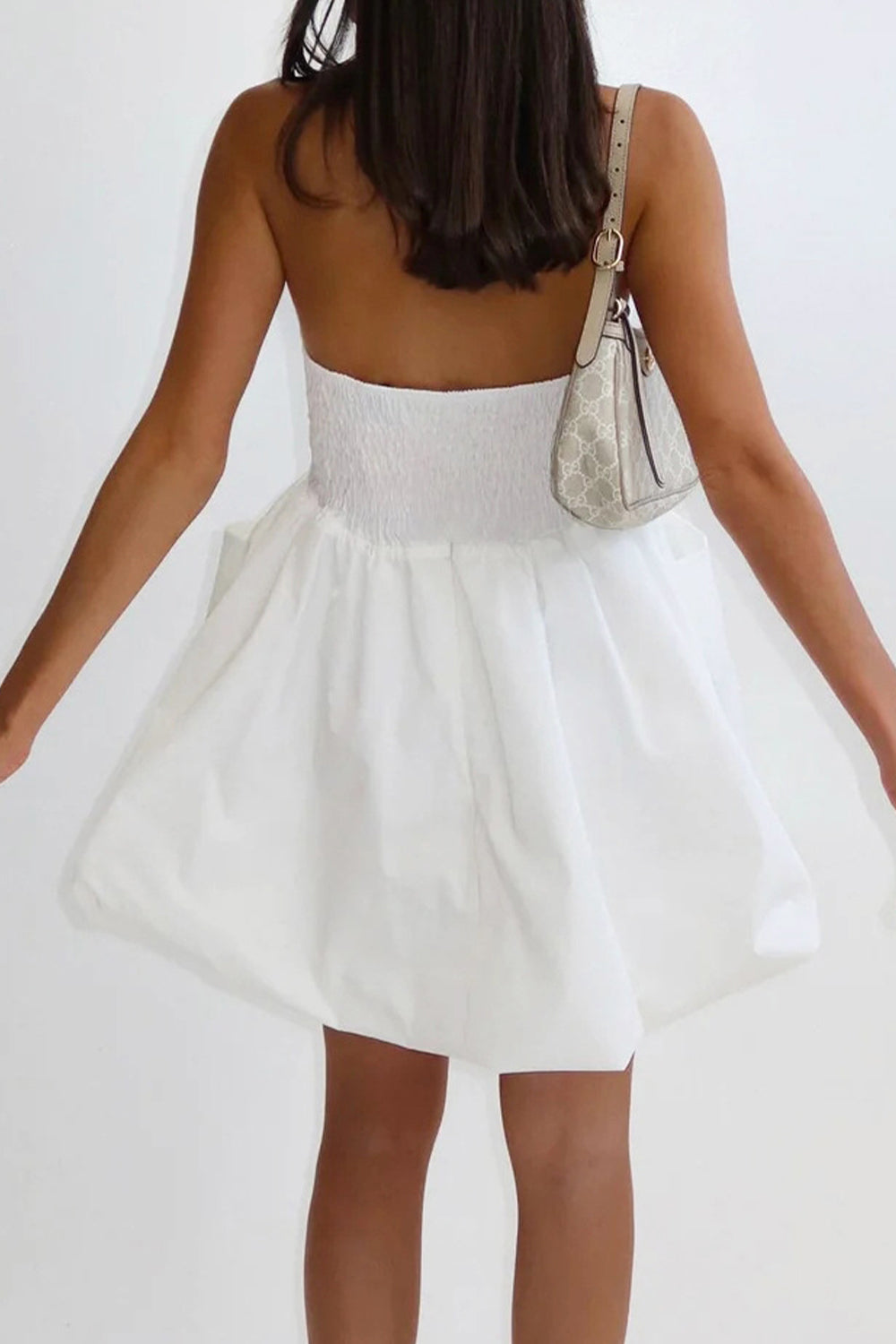 Stylish Strapless A-Line White Mini Graduation Dress with Pockets