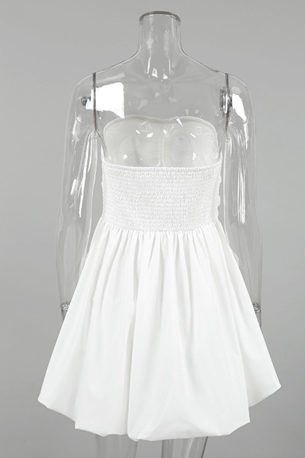 Stylish Strapless A-Line White Mini Graduation Dress with Pockets