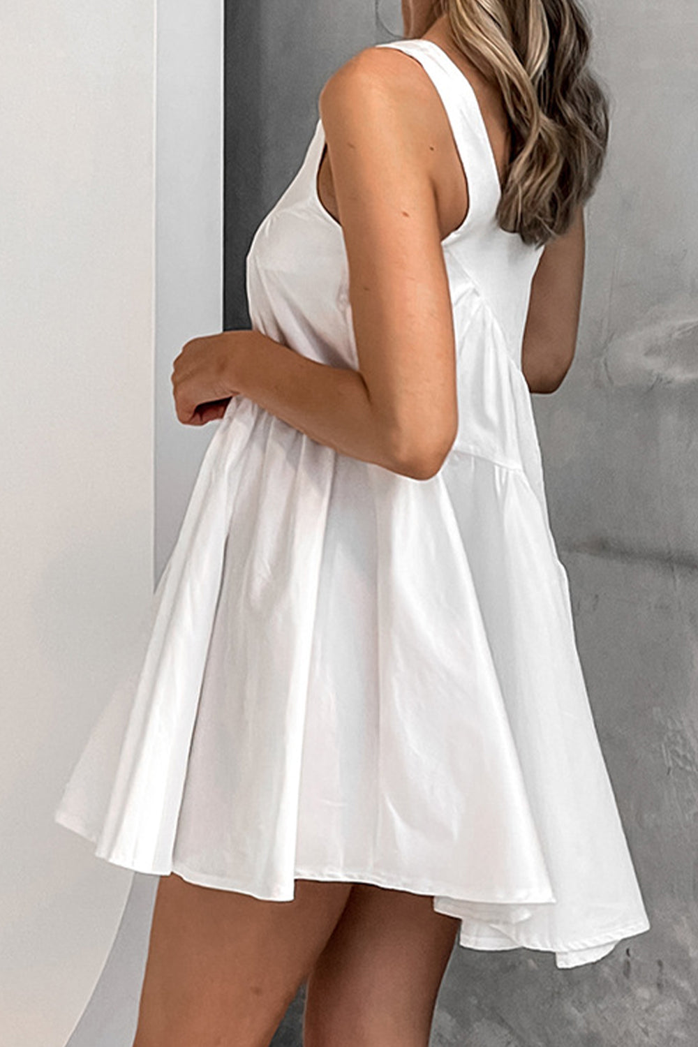 Summer White Square Neck Mini A-Line Graduation Dress