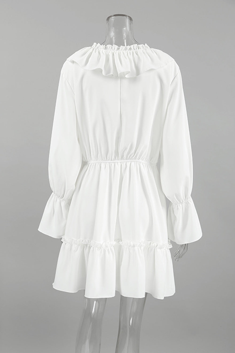 Elegant A-Line V-Neck Long Sleeves Short White Graduation Dress