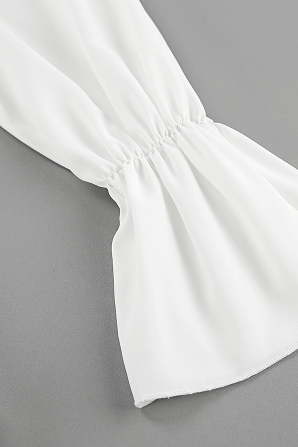 Elegant A-Line V-Neck Long Sleeves Short White Graduation Dress