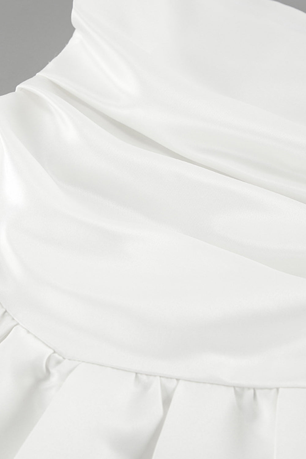 Simple A-Line Strapless Mini Satin White Graduation Dress
