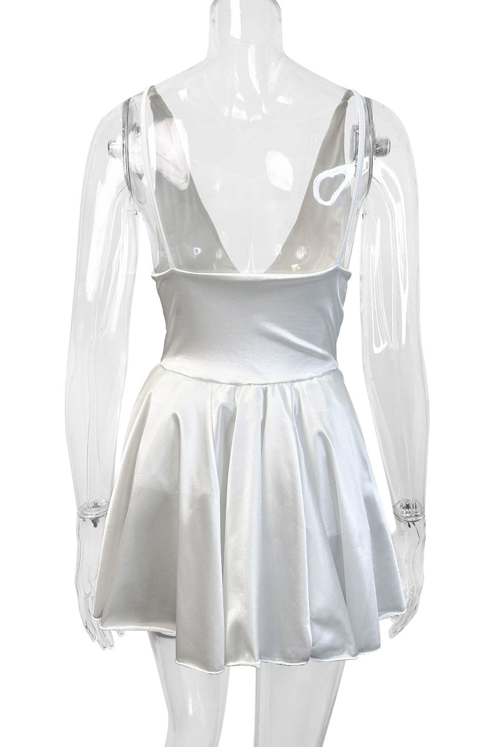 White A-Line V-Neck Short Mini Little Satin Graduation Dress