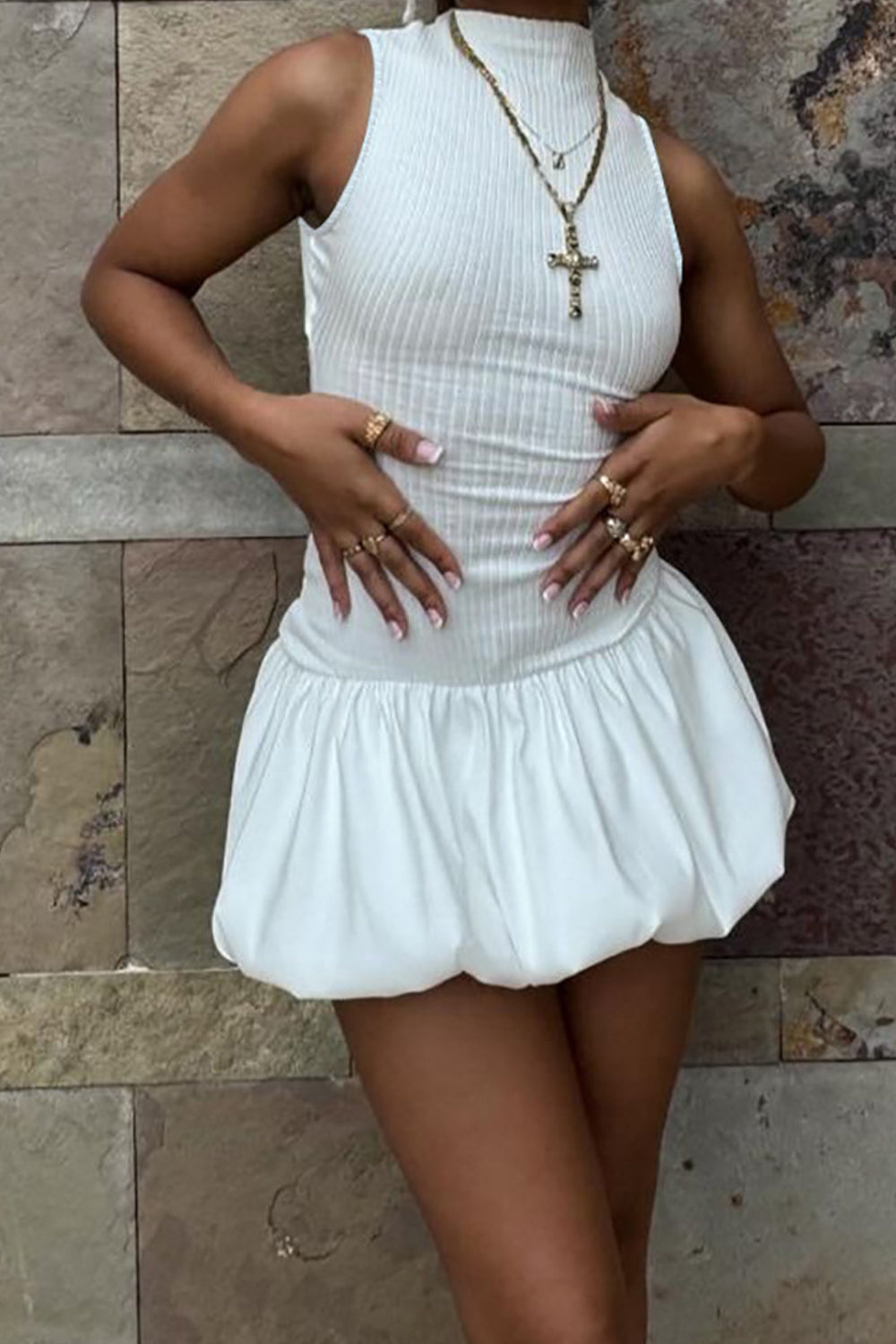 Cute A-Line Sleeveless Keyhole Back White Mini Graduation Dress