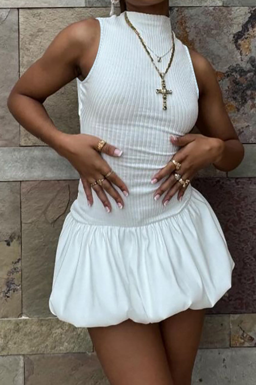 Cute A-Line Sleeveless Keyhole Back White Mini Graduation Dress