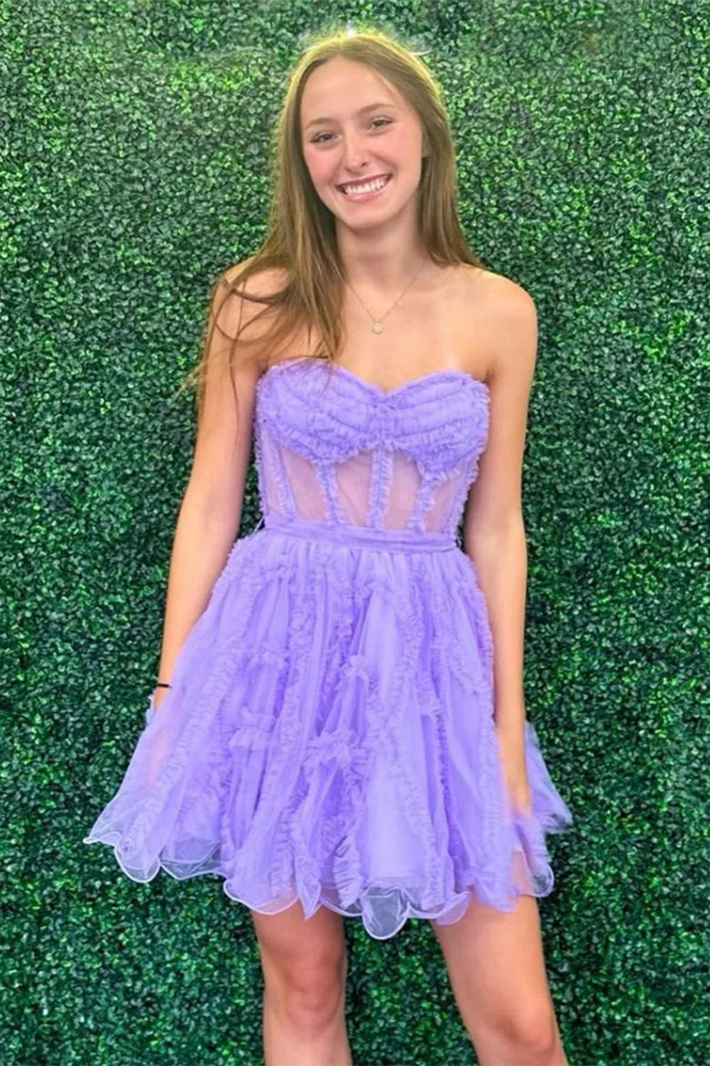 Pretty Tulle Sweetheart A-Line Short Party Dress with Ruffles