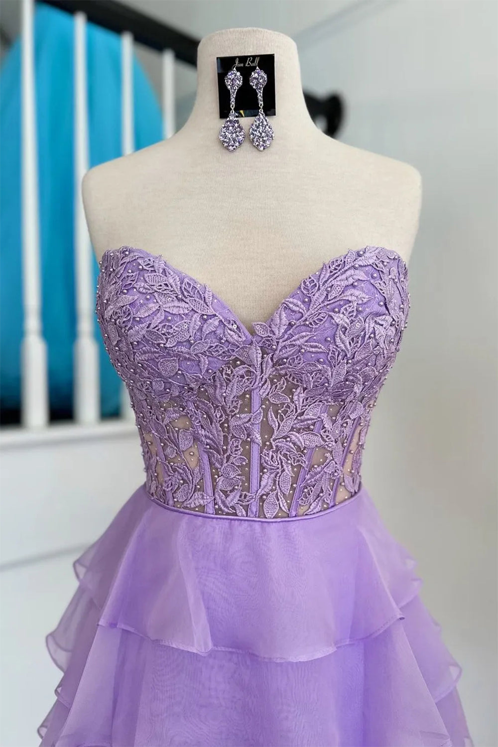 Cute Sweetheart A-Line Lace Corset Chiffon Ruffle Short Homecoming Dress